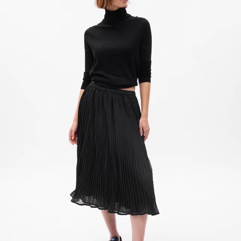 Gap Black Midi Skirt Solid A Line Pull On Elastic Waist Casual Everyday Skirt S - Picture 3 of 5